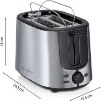 Alpina Toaster - 7 Bräunungsstufen - Auftaufunktion - Rutschfeste Füße - Zwei Brotschlitze und Toastereinsatz - Farbe Silber