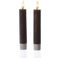 MARELIDA LED Stabkerzen Tafelkerzen Dinner Spitzkerzen rustikal 14cm braun 2St