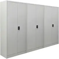 Proregal MegaDeal 3x Flügeltürenschrank ELEPHANT Mit 2 Türen Abschließbar HxBxT 180x80x40cm 4 Ebenen Stahl Pulverbeschichtet Lichtgrau Aktenschrank
