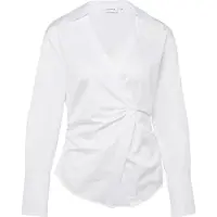Comma Feminine Baumwoll-Satin-Stretch-Bluse mit Druckknopfverschluss