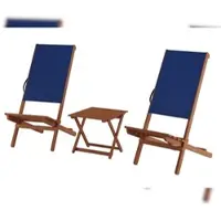 Erst-Holz Blauer Strandstuhl Partystuhl Wikingerstuhl Schwedenstuhl Anglerstuhl wählbares Set XXL V-10-364Doppelpack mit Tisch