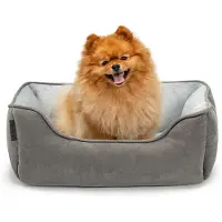 Lionto Hundebett – 2-in-1 Wendekörbchen, weich gepolstert & pflegeleicht, mit tiefem Einstieg, 60x50 cm, hellgrau/dunkelgrau