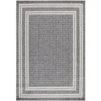 KADIMA DESIGN Terrassenteppich Elegante Bordüre Robust Waschbar Strapazierfähig | Grau 60x100 cm Terrasse Garten Schadstoff | ORLA –
