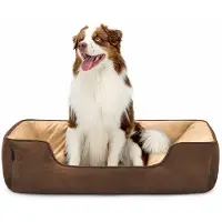 Lionto Hundebett – 2-in-1 Wendekörbchen, weich gepolstert & pflegeleicht, mit tiefem Einstieg, 110x80 cm, braun/beige