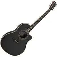 Gear4Music Roundback Elektro Akustikgitarre von schwarz