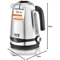 Lebenlang Wasserkocher, Edelstahl, Temperatureinstellung, leise, Temperaturanzeige und Warmhaltefunktion, 1,7 Liter & 2200 W, Wasserkocher, Edelstahl-Wasserkocher, Retro, ohne Kunststoff