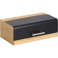 Zeller Brotkasten PRESENT "Brotbox", schwarz, B:20cm H:13,5cm L:36,3cm, Bambus, Edelstahl, Metall, Lebensmittelaufbewahrungsbehälter, Brotkasten, Bambus/Metall/Edelstahl, schwarz - ca. 36,3x20x13,5 cm