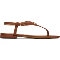 Ralph Lauren für Damen. 802982881001 Everley II braune überkreuzte Ledersandalen (37), Wohnung, 1 bis 3 cm, Schnalle, Lässig