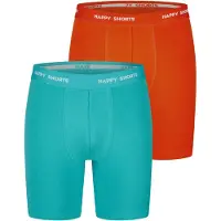 Happy Shorts Herren Retro Boxer Neon Long 2-Pack Retroshorts, Vintage Boxer,