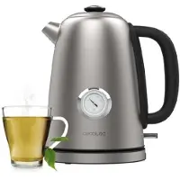 Cecotec Thermosense 620 Vintage, 1,7 l, 2200 W, Edelstahl, Schwarz, Edelstahl, Drahtlos, Filterung