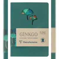 Clairefontaine 4x Ginkgo, Notizbuch aus Leder, A5 14,8x21 cm, 72 Blatt liniert 90g, sortiert - 115949C