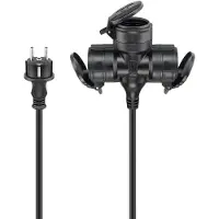 Goobay Dreifach-Verlängerungskabel Outdoor, 5 m, schwarz