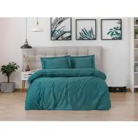 L'essentiel Maison , Elegant - Petrol, Petrolblau, Satin-King-Bettbezug-Set (FR), 100 % Baumwollsatin, 240 x 220 cm