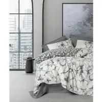 L'essentiel Maison , Ranforce King-Size-Bettbezug-Set (FR), Hilaris - Anthracite, 100 % BAUMWOLLE RANFORCE, Anthrazit, 240 x 220 cm