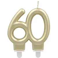 Papstar Jubiläumskerzen mit Halter 7 cm gold "60" 12 Stück