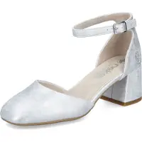 Rieker Damen Pumps Fesselriemen metallic Blockabsatz 44762, Größe:39 EU, Farbe:Silber