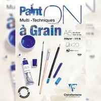 Clairefontaine 4x PaintON à grain/gekörnt, Block A5, kopfseitig geleimt, 20 Blatt, 250g, weiß, Mixed Media - 975048C