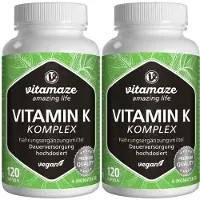 Vitamaze Vitamin K1+K2 Komplex hochdosiert vegan Kapseln 2x 2x120 St