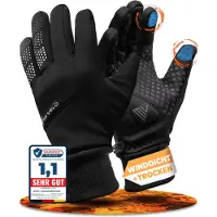 MIVELO Winddichte & Wasserabweisende Fahrradhandschuhe - Unisex - Schwarz - Größe XL