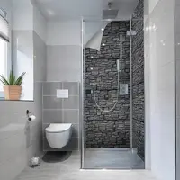 MySPOTTI Duschrückwand-Panel, fresh, Steinoptik, 255x100 cm - grau