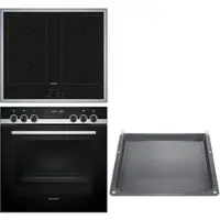 Siemens iQ500 EM645CQB6E + HE578BBS4 + HZ541000, Zonen-Induktionskochfeld, 4 Zone(n), Glaskeramik, Schwarz, Berührung, 58,3 cm