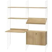 String Regalwand mit Schreibtisch und Schrank Weiß Eiche