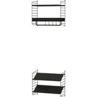 String Kleine Garderobe Wandaufhängung Schwarz