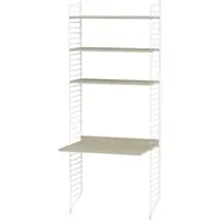 String Hohes Standregal mit Schreibtisch Weiß Esche