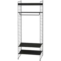 String Schmales Garderobenregal mit Schuhablage Schwarz