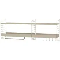 String Lange Wandgarderobe mit Kleiderstange Beige