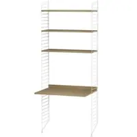 String Hohes Standregal mit Schreibtisch Weiß Eiche