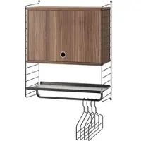 String Hängeschrank mit Garderobenstange Schwarz Walnuss
