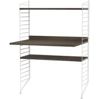 String Kleiner Schreibtisch mit Ablage Weiß Walnuss
