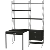String Schreibtisch klappbar mit Regal Schwarz Esche gebeizt