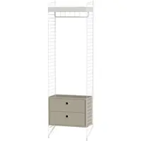 String Schmale Standgarderobe mit Hängeschrank Weiß Beige