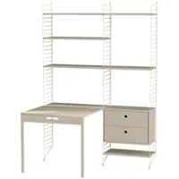 String Schreibtisch klappbar mit Regal Beige Beige