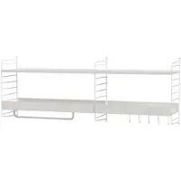 String Lange Wandgarderobe mit Kleiderstange Weiß