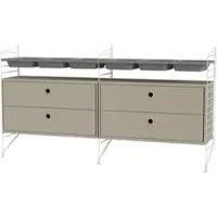 String Sideboard mit Schubladen und Aufbewahrungseinsätzen Beige/Weiß