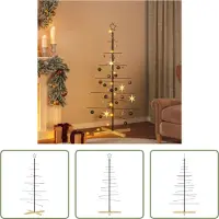 The Living Store Weihnachtsbaum Metall mit Holzständer Schwarz 150 cm