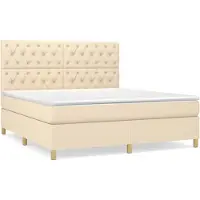 Syfax Boxspringbett mit Matratze Creme 160x200 cm Stoff