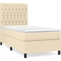 Syfax Boxspringbett mit Matratze Creme 100x200 cm Stoff