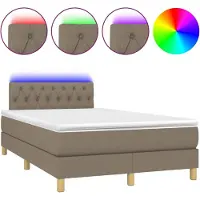Syfax Boxspringbett mit Matratze & LED Taupe 120x200 cm Stoff