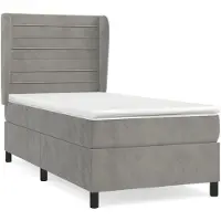 Syfax Boxspringbett mit Matratze Hellgrau 90x190 cm Samt