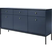Selsey Sideboard Monne Kommode 3-türig mit 3 Schubladen, Dunkelblau im Vintage Look