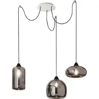FABAS LUCE Fiona LED-Hängeleuchter aus Metall und geblasenem Rauchglas 3496-47-126