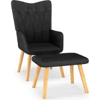 Syfax Relaxsessel mit Hocker Schwarz Stoff