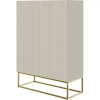 Selsey VELDIO - Highboard 2-türig, Graubeige Taupe mit goldenem Metallgestell, 90 cm breit