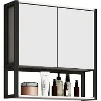 VCM Badschrank zeitlos | Maße ca. H. 60 x B. 60 x T. 17 cm | ausreichend Stauraum | Spiegelschrank - Edino 60 x 60 cm