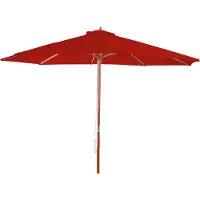 Mendler Sonnenschirm Lissabon, Gartenschirm Marktschirm, Ø 3m Polyester/Holz rot