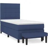 Syfax Boxspringbett mit Matratze Blau 90x190 cm Stoff